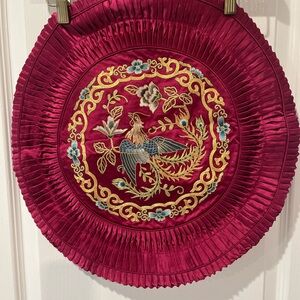 Golden Cloud Embroidered Red Decorative Pillow Cover